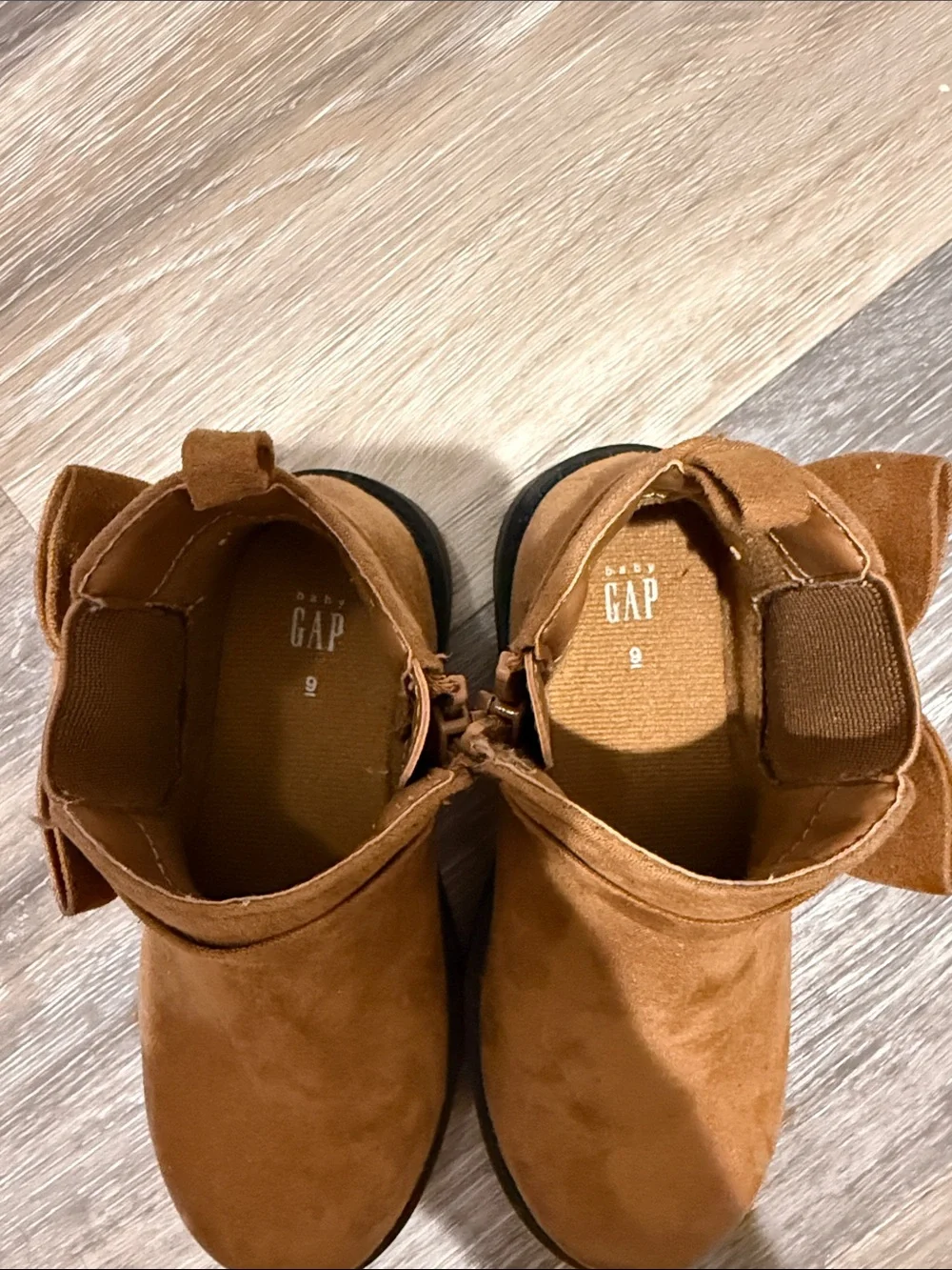 GAP Kids Brown Suede Bow Ankle Boots with Bow Detail